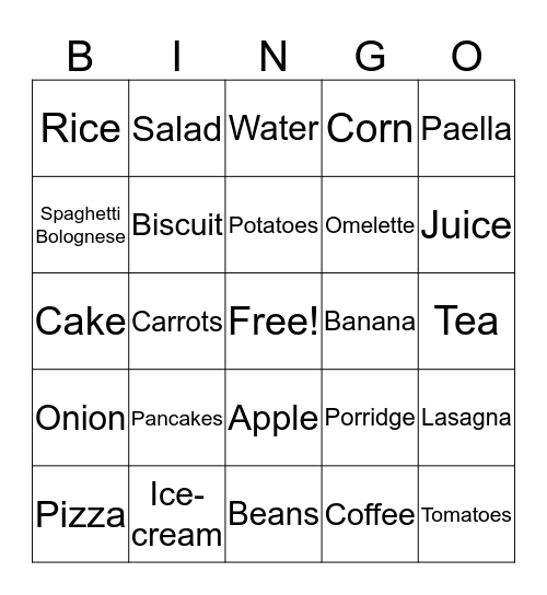 Food! Bingo Card