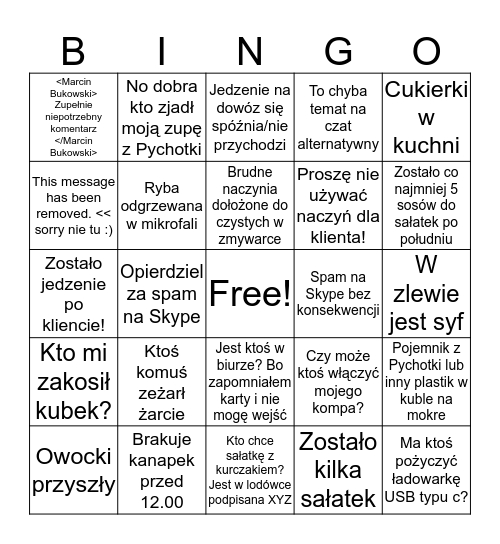 Pee Gee Ess Bingo Card