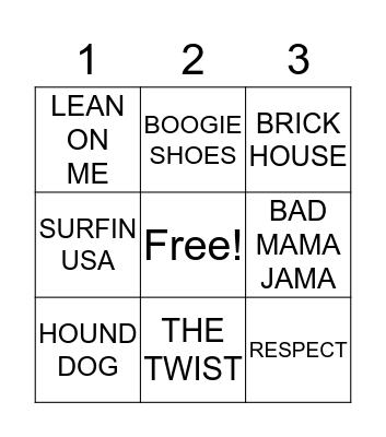 OLDIES BINGO Card
