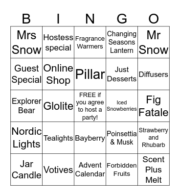 Candle Party Bingo Card