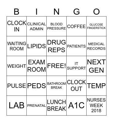 CLINICAL DEPT Bingo Card