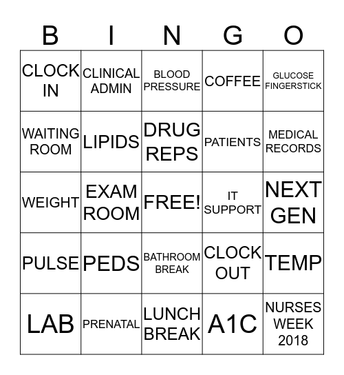 CLINICAL DEPT Bingo Card