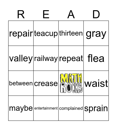 Vowel Teams ay/ai & ee/ey/ea Bingo Card