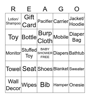 Vicky's Baby Shower Bingo Card
