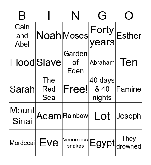 Bible Bingo Card