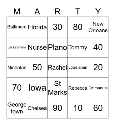 Still Hardy at 90, that is Marty! Bingo Card