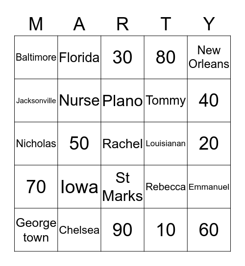 Still Hardy at 90, that is Marty! Bingo Card