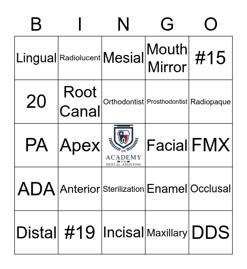 Dental Bingo Card