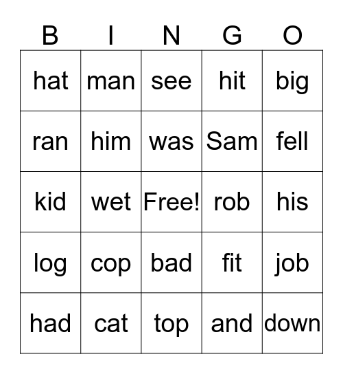 Cop Cat Bingo Card