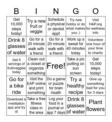 Canterbury Wellness BINGO! Bingo Card