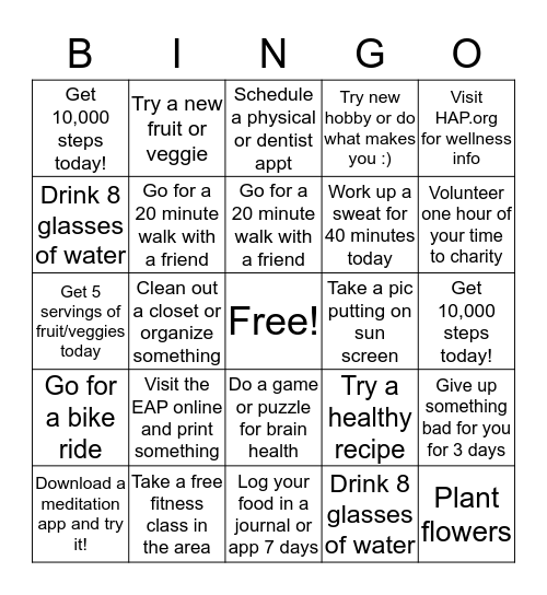 Canterbury Wellness BINGO! Bingo Card