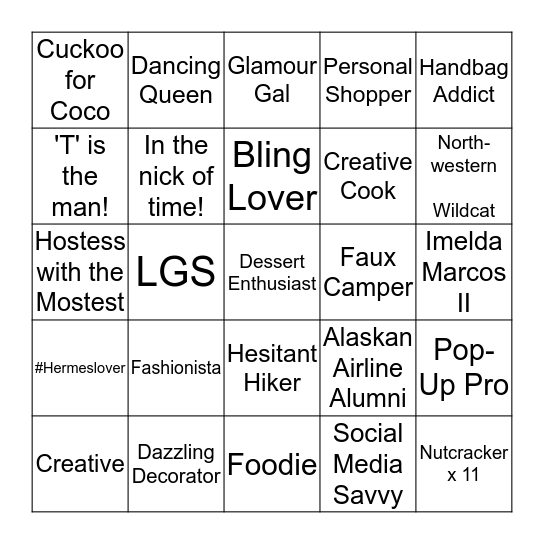 SARAH BINGO Card