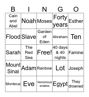 Bible Bingo Card