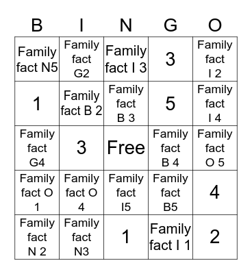 Bingo Trivia Bingo Card