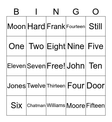 Bingo Family Trivia Bingo Card