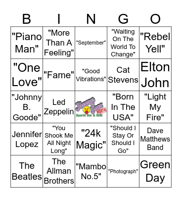 Jimmy Geez Music Bingo Card