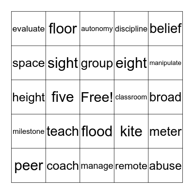 Long Vowel Pronunciation Bingo Card