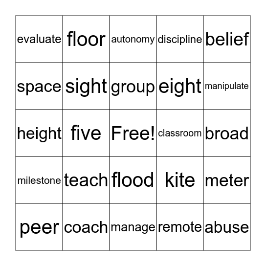 Long Vowel Pronunciation Bingo Card