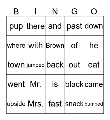 Hop on Pop Bingo Card