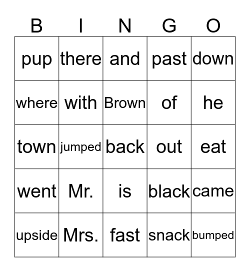 Hop on Pop Bingo Card