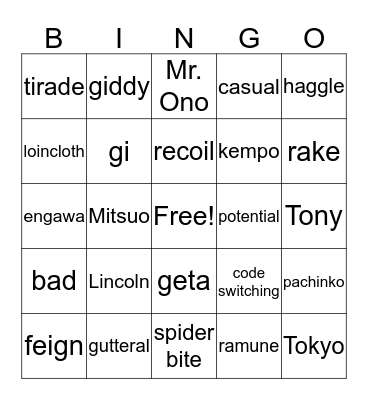 Pacific Crossing Bingo Card
