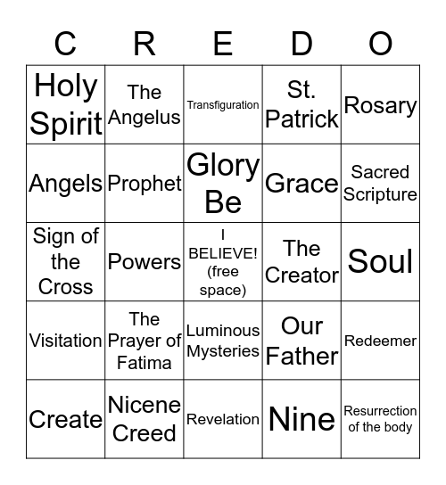 I Believe Bingo Card