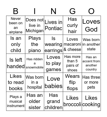 Woodside Pontiac Mother's Day Bingo Card