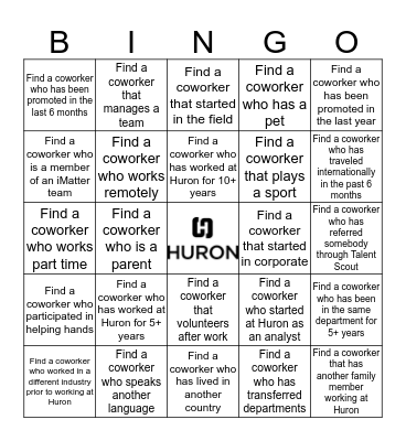 Huron People Bingo Card