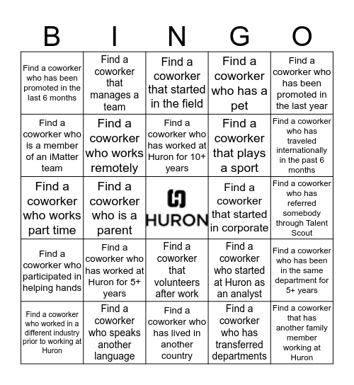 Huron People Bingo Card