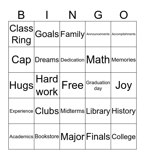 Congrats Grad Zaia B. Bingo Card