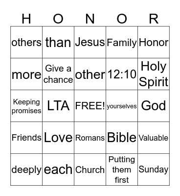 LTA Bingo Card