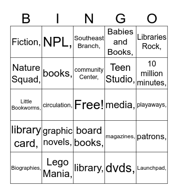 Summer Challenge Library  Bingo Card