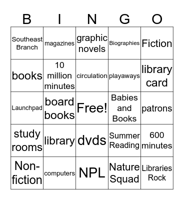 Summer Challenge Library  Bingo Card