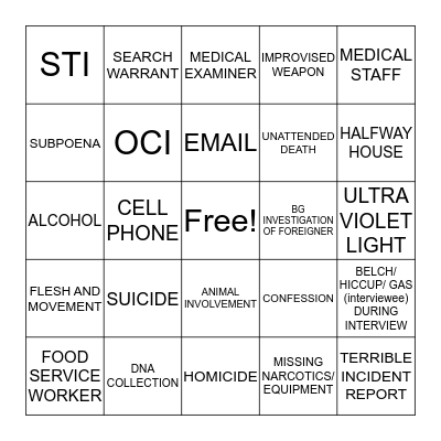 INVESTIGATIVE BINGO Card