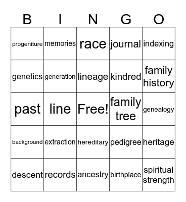 FAMILY HISTORY Bingo Card