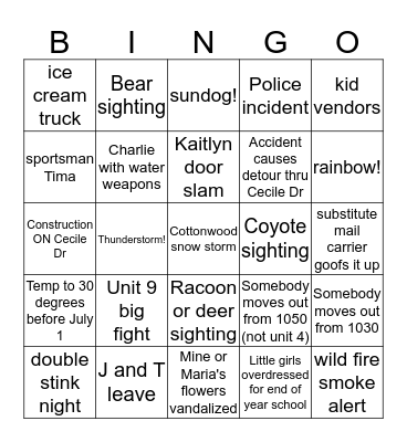 SPRING BINGO CARD 1 Bingo Card