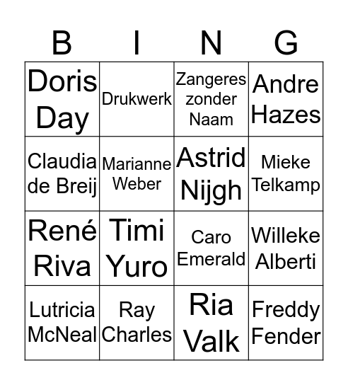 Muziek Ronde 2 Bingo Card