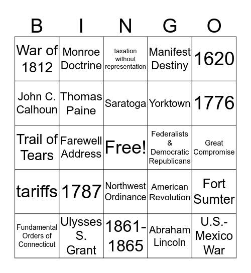 Reporting Category 1 Bingo Card