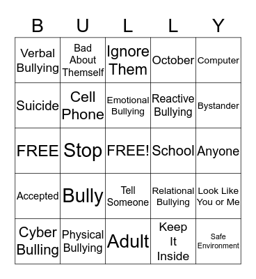 BULLY Bingo Card