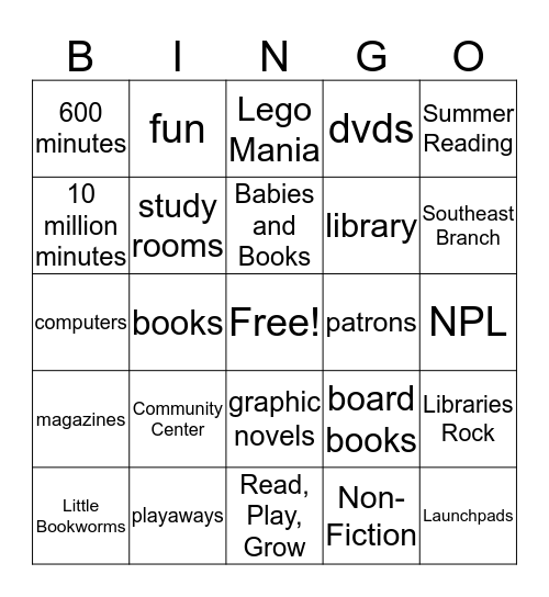 Summer Challenge Library  Bingo Card