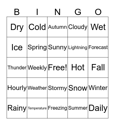 ESL Weather Bingo Card