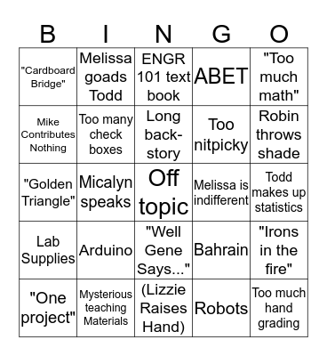 God Help Us - Faculty Retreat Bingo Card