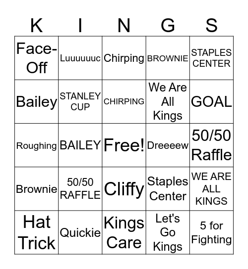 LA KINGS  Bingo Card