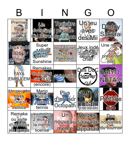 E3, des larmes viriles Bingo Card