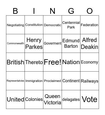 Federation Bingo! Bingo Card