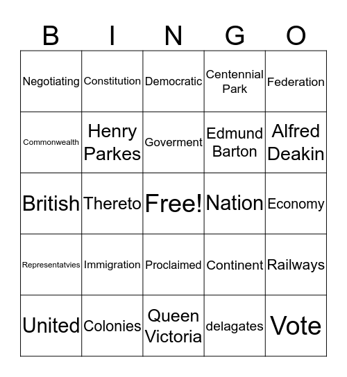 Federation Bingo! Bingo Card