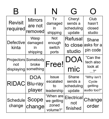 Programming Revolution Issues Bingo Card