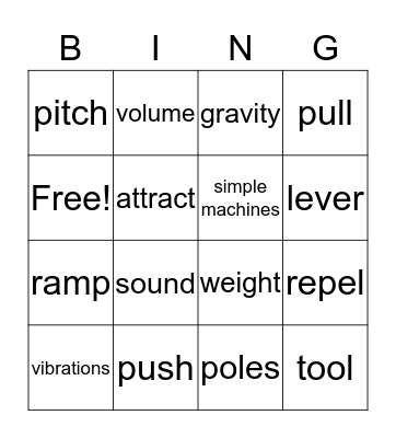 Forces at Work  Bingo Card