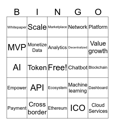 Blockchain Bullshit Bingo Card
