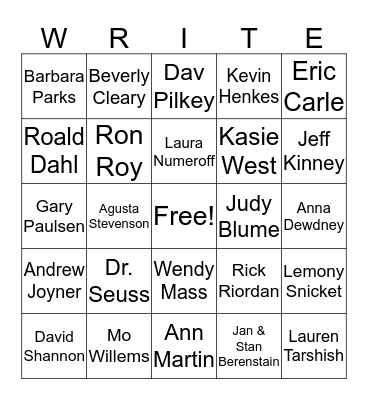 Author Bingo Card